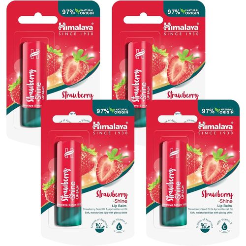 Baume À Lèvres Strawberry Shine À L'huile De Graines De Fraise 4,5 G (4 Pack) 