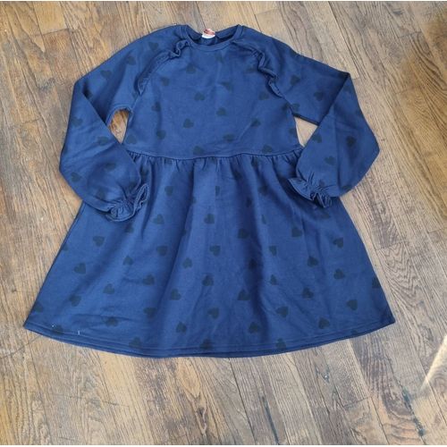 Robe Pull Fille Bleu Marine Avec Motif C?Ur Tape À L'?Il Taille 10ans