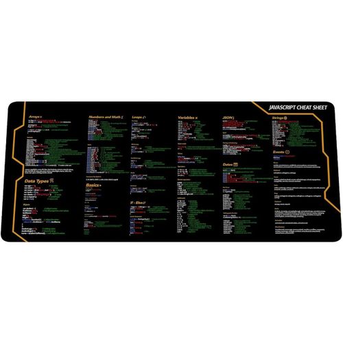 Javascript Cheat Sheet Sous-main de bureau pour ingénieurs logiciels,tapis de souris de développement logiciel,développeur Web et programmeurs Tapis de souris,clé rapide pour collègue de travail
