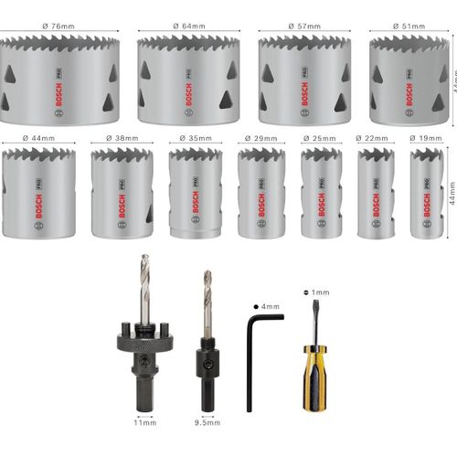 Bosch Lot de 17 scies cloches PRO Multi matériaux