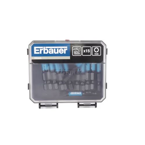 Lot de 15 embouts torsion impact tx30 Diam. 50 mm - Erbauer