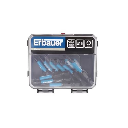 Lot de 15 embouts torsion impact tx25, Diam. 50 mm - Erbauer