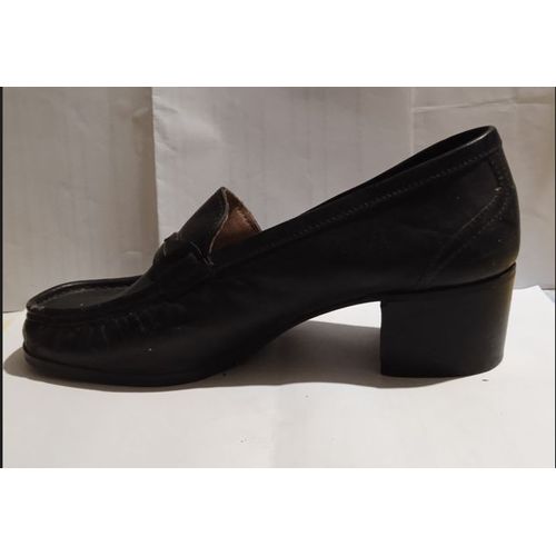 Mocassins Femme - " Cioni " - Vintage - En Cuir Noir - Taille 36