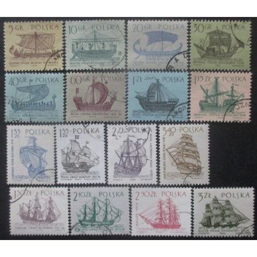 Pologne Série N°1241 Au 1256 Bateaux Anciens Oblitérés