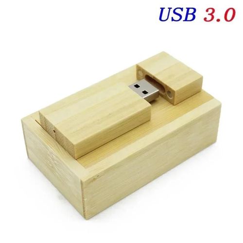JASTER-Clé usb 3.0 en bois rouge,support à mémoire de 4gb 8gb 16gb 32gb 64gb 128gb,lecteur flash,cadeau - Type bamboo with box-32GB