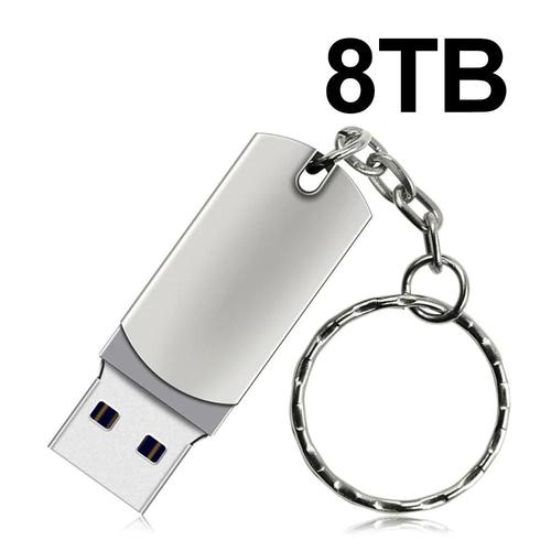 Clé USB haute vitesse en métal,clé USB 2024,clé USB portable,mémoire SSD,2 To,16 To,4 To,8 To,3.0 - Type silver 8TB