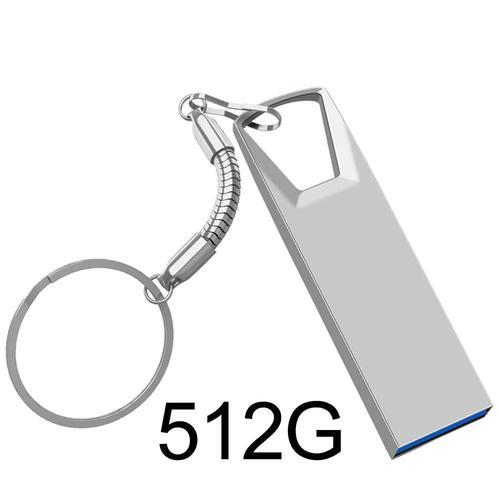 Clé USB haute vitesse en métal,clé USB,clé USB,clé USB,étanche,type C,3.0 Go,2 To,1 To,argent,512 - Type silver 512GB