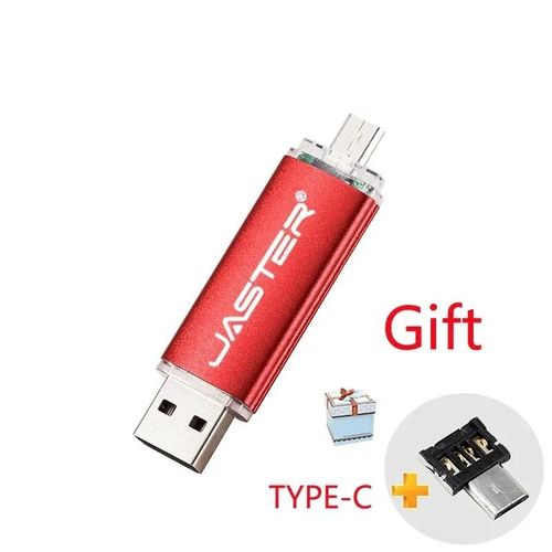 JASTER Gratuit adaptateurs TYPE-C USB 2.0 Flash Drive 128GB Métal Pen Drive 64GB En Gros 2ni1 Memory Stick 32GB Capacité Réelle U disque - Type Red-4GB