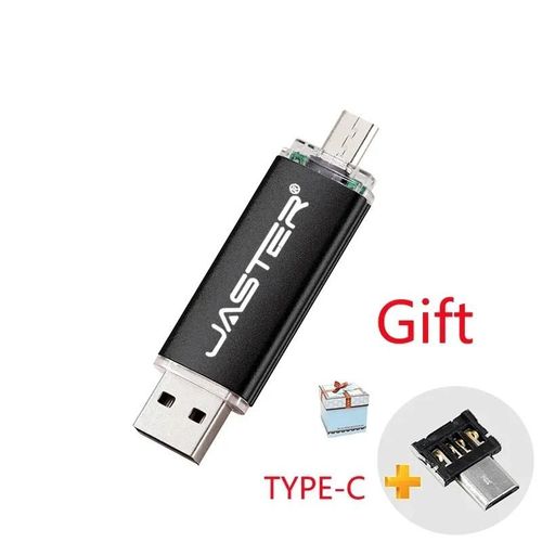 JASTER Gratuit adaptateurs TYPE-C USB 2.0 Flash Drive 128GB Métal Pen Drive 64GB En Gros 2ni1 Memory Stick 32GB Capacité Réelle U disque - Type Black-8GB
