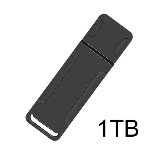Clé USB 3.1 en métal de grande capacité,clé USB portable,clé USB,mémoire,SSD,1 To,2 To - Type black-1TB