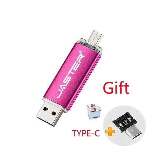 JASTER Gratuit adaptateurs TYPE-C USB 2.0 Flash Drive 128GB Métal Pen Drive 64GB En Gros 2ni1 Memory Stick 32GB Capacité Réelle U disque - Type Pink-4GB