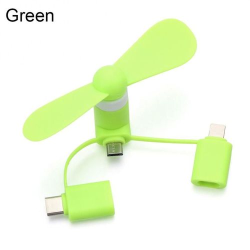 Mini ventilateur Portable 3 en 1 pour téléphone Portable,adaptateur Micro USB,type-c,pour Smartphone IOS,Iphone,Android - Type green