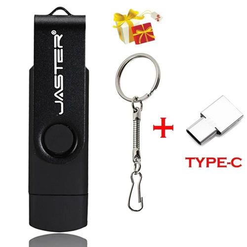 clé USB 3 en 1 OTG haute vitesse,support à mémoire de 64 go rotatif,adaptateur gratuit TYPE-C,cadeau d'affaires,Micro USB - Type black-16GB
