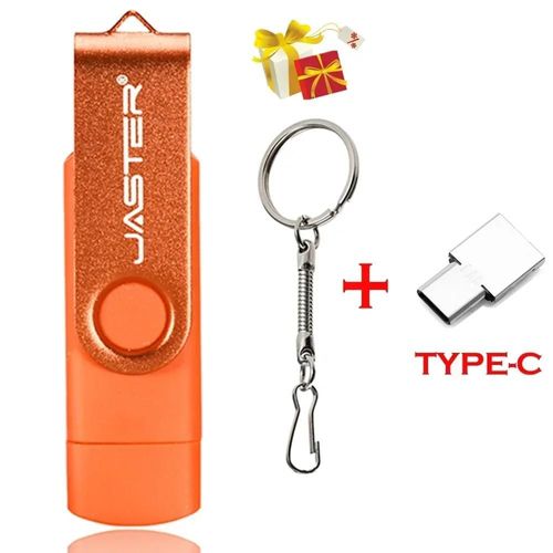 clé USB 3 en 1 OTG haute vitesse,support à mémoire de 64 go rotatif,adaptateur gratuit TYPE-C,cadeau d'affaires,Micro USB - Type orange-16GB