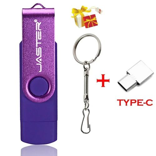 clé USB 3 en 1 OTG haute vitesse,support à mémoire de 64 go rotatif,adaptateur gratuit TYPE-C,cadeau d'affaires,Micro USB - Type purple-16GB