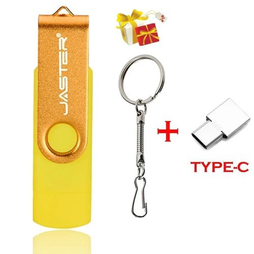 clé USB 3 en 1 OTG haute vitesse,support à mémoire de 64 go rotatif,adaptateur gratuit TYPE-C,cadeau d'affaires,Micro USB - Type yellow-16GB