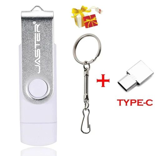 clé USB 3 en 1 OTG haute vitesse,support à mémoire de 64 go rotatif,adaptateur gratuit TYPE-C,cadeau d'affaires,Micro USB - Type white-16GB