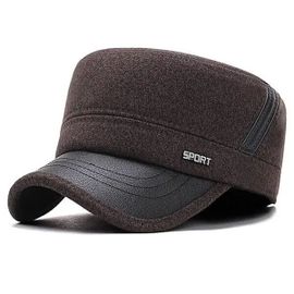 Casquette De Baseball Pour Hommes,Chapeau Plat Militaire,Snapback,Os,Papa,Oreillettes,Chaud,Sport,Golf,Snapback,Hiver