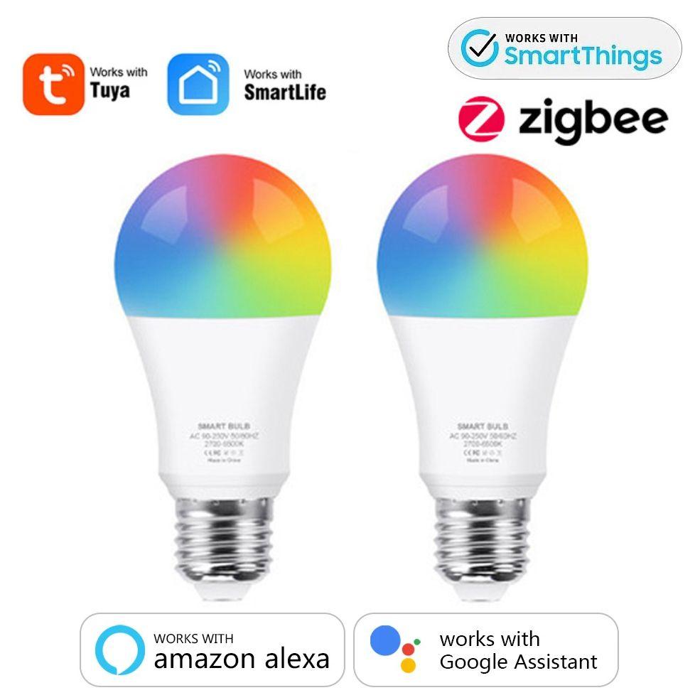 Acheter Lampe LED connectée Tuya, wi-fi, avec télécommande, ampoules E27  12W 15W 18W RGB CW, fonctionne avec Alexa Google Home