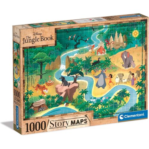 Puzzle Story Maps - The Jungle Book 1000 Pièces Puzzle Pour Adultes 14-99 Ans, Fabriqué En Italie, 39816