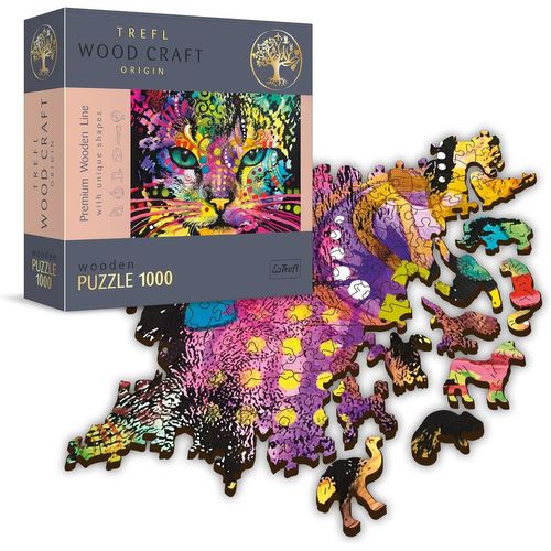 Chat Coloré 1000 Pièces, Artisanat En Bois, Formes Irrégulières, 100 Figures D'animaux, Puzzle Moderne De Qualité Supérieure, Bricolage, Pour Adultes Et Enfants De Plus De 12 Ans, Tr20148