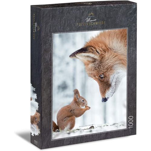 Puzzle « Renard Et Écureuil » ¿ Puzzle 1000 Pièces ¿ Écureuil Et Renard Dans La Forêt D'hiver ¿ Animaux Étonnants En Scène ¿ Qualité Du Puzzle Fabriqué En Allemagne