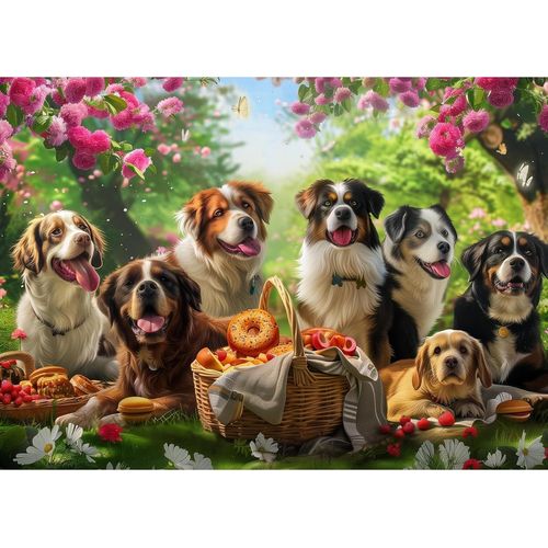 Puzzle 1000 Pièces Pour Adultes - Chiens Dans Le Jardin Puzzle D'animaux Pour Adultes Et Enfants À Partir De 14 Ans - 70 X 50 Cm