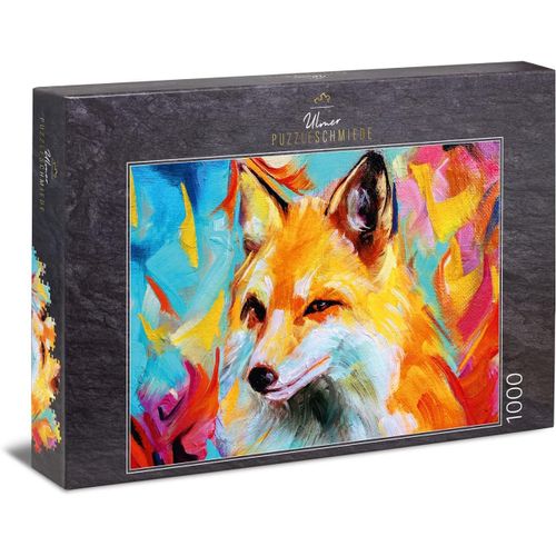 Puzzle Renard Coloré: Puzzle 1000 Pièces - Peinture Abstraite D'un Renard Coloré - Portrait Moderne D'un Animal