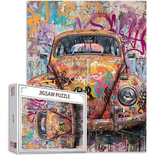 Casse-Tête De 1000 Pièces Pour Adultes - Graffiti - Peinture De Voiture Vintage Puzzle De Peinture De Voiture Ancienne - Art De Rue De 1000 Pièces Puzzle Coloré - Décoration Murale -
