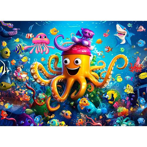 Puzzle De 1000 Pièces, Puzzle Pour Adultes, Puzzle Impossible, Puzzle Coloré Océan Pieuvre.