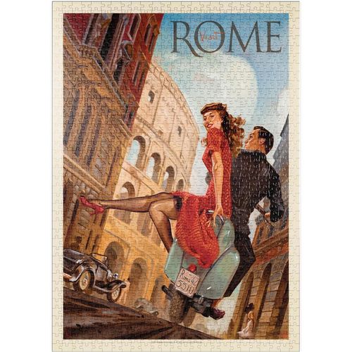Italie : Rome En Vespa, Poster Vintage - Premium 1000 Pièces Puzzle - Collection Spéciale De Anderson Design Group