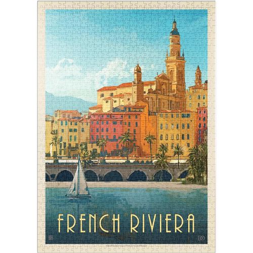 France : Côte D'azur, Affiche Vintage - Premium 1000 Pièces Puzzle - Collection Spéciale De Anderson Design Group