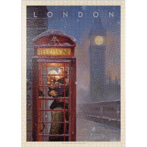 Angleterre : Cabine Téléphonique De Londres, Affiche Vintage - Premium 1000 Pièces Puzzle - Collection Spéciale De Anderson Design Group