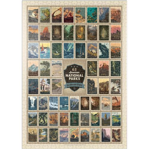 63 Parcs Nationaux Américains : By Kenneth Crane - Premium 1000 Pièces Puzzle - Collection Spéciale De Anderson Design Group