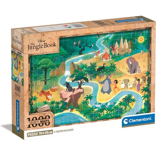 Puzzle Story Maps - The Jungle Book 1000 Pièces Puzzle Pour Adultes 14-99 Ans, Fabriqué En Italie, 39813