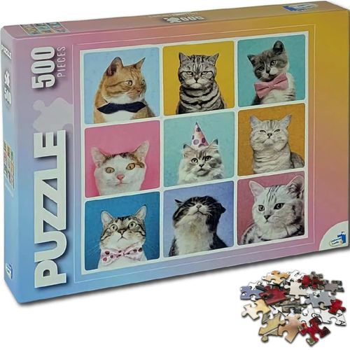 Puzzles Carrés De 500 Pieces Pour Adultes Et Enfants Compagnie Theme Animaux Pop Art Chat Et Chien Jouets De Défi Classique (Cats)