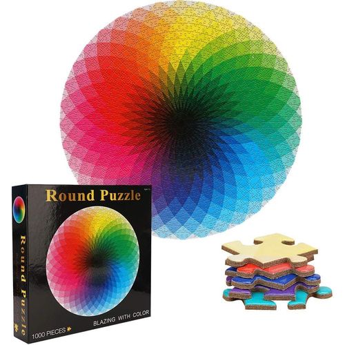 Puzzle Rond De 1000 Pièces Pour Adultes, Puzzle Arc-En-Ciel, 67,5 Cm, 26,57 Cm, 2 Mm Puzzle Familial À Pression Réduite - Cadre Difficile Pour Enfants Et Adultes