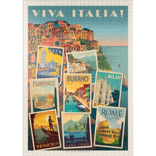 Italy : Viva Italia ! Collage, Affiche Vintage - Premium 1000 Pièces Puzzle - Collection Spéciale De Anderson Design Group