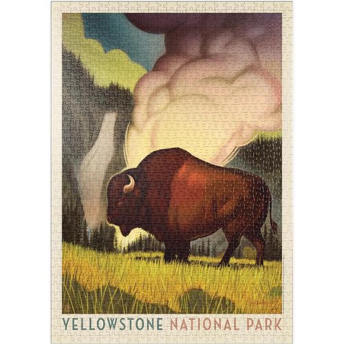 Yellowstone National Park: Art Deco Bison, Vintage Poster - Premium 1000 Pièces Puzzle - Collection Spéciale De Anderson Design Group