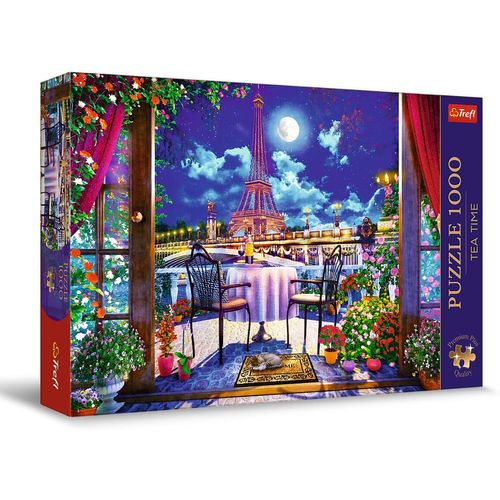 Premium Plus Quality Puzzle Tea Time : Paris Au Clair De Lune - 1000 Pièces, Série D'images Nostalgiques Peintes, Pièces Parfaitement Assorties, Pour Adultes Et Enfants À Partir De 12 Ans