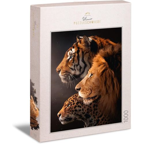 Puzzle The Big Three - Imposant Motif Chat Prédateur Avec Tigre, Lion Et Léopard Puzzle Animal 1000 Pièces Avec Les Grands Chasseurs Puzzle De Qualité Supérieure Fabriqué En