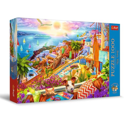 Premium Plus Quality-Puzzle Tea Time : Visite À Santorin-1000, Série D'images Nostalgiques Peintes, Pièces Parfaitement Assorties, Pour Adultes Et Enfants À Partir De 12 Ans, 10842, Multicolour