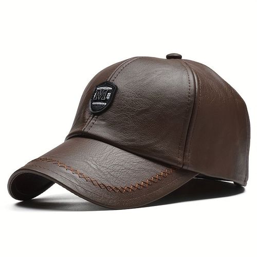 Casquette De Baseball En Cuir Pour Hommes,Hip Hop Snapback,Sports De Plein Air,Casquettes Décontractées,Chapeaux De Papa,Réglable,Chaud,Mode,Automne,Hiver