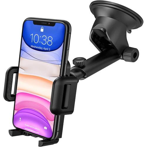 Support Téléphone Voiture Ventouse Pour Tableau De Bord Pare-Brise, Rotation 360° Bras Prolongé Angle Télescopique Porte Telephone Voiture Pour Smartphones Et Gps 4.7-7.0 Pouces