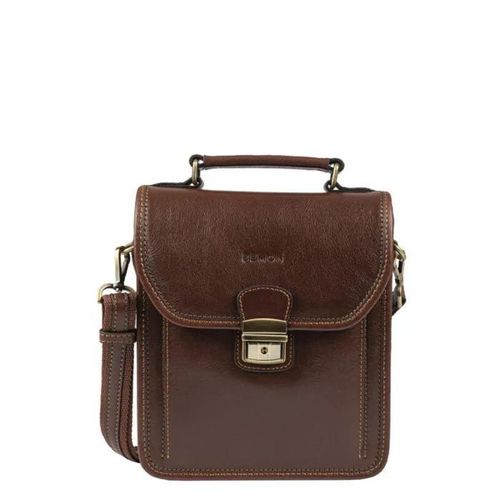 BEMON Sacoche Nino en Cuir Homme, Porté main ou bandoulière ( marron )
