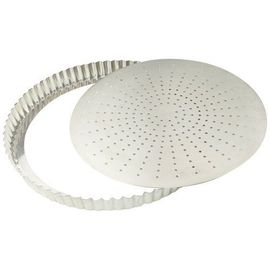 Tourtière Cannelée Perforée 30 Cm À Fond Amovible - Fer Blanc -