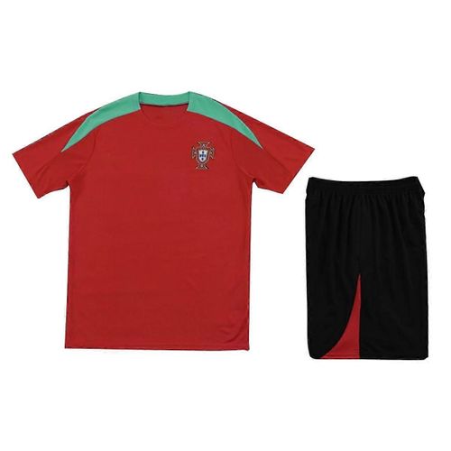 2024 Europe Sportswear Football Portugal Chemise Short À Manches Courtes Chemise Euro 2024 Football Rouge Enfant 1