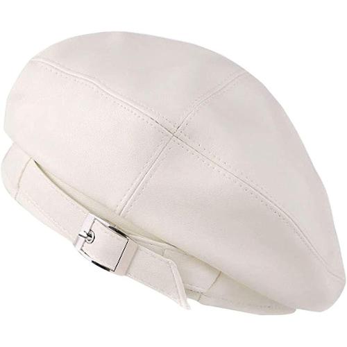 Faux Cuir Solide Militaire Béret Chapeau Pour Femmes Filles Style Rétro British Beanie Chapeau Cap