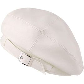 Faux Cuir Solide Militaire Béret Chapeau Pour Femmes Filles Style Rétro British Beanie Chapeau Cap