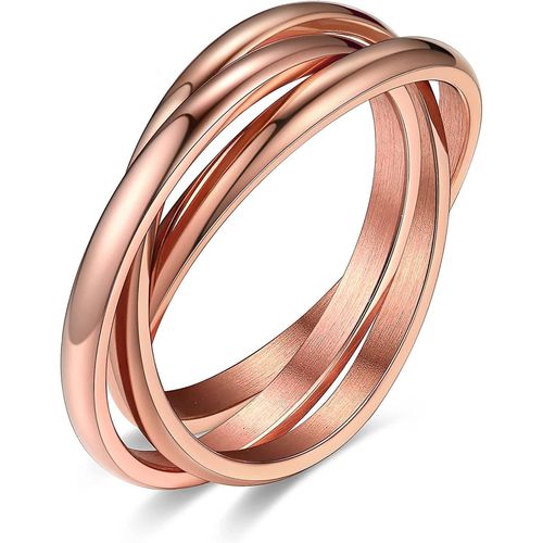 Bagues De Bande Imbriquées Pour Les Femmes Filles, Bagues Croisées Empilables En Acier Inoxydable En Argent / Or / Or Rose / Noir Tone, Bague De Promesse Minimaliste Pour L¿Amour / En